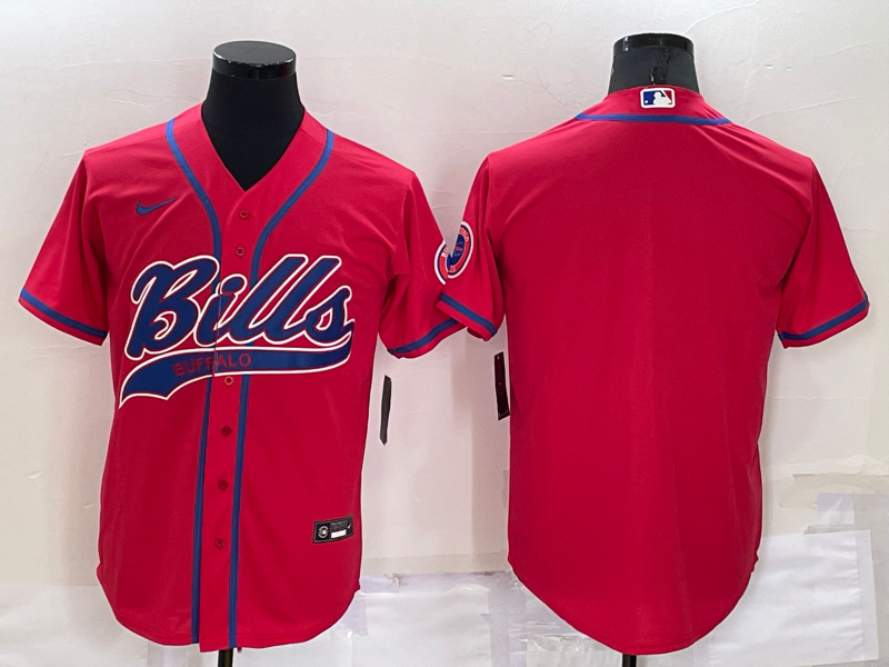 Men's Buffalo Bills Blank Red Cool Base Stitched Baseball Jersey Men's Buffalo Bills Blank Red Cool Base Stitched Baseball Jersey
